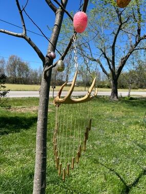 Deer Antler Wind Chime with Brass Tubes